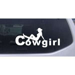 White 48in X 21.6in    Cowgirl Western Car Window Wall Laptop Decal 