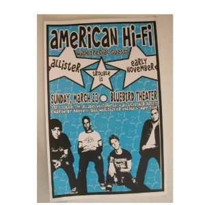American Hi Fi Allister Trouble Is Early November Poster Handbill The 