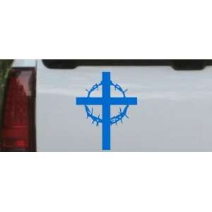 Blue 16in X 13.0in    Cross With Thorns Christian Car Window Wall 