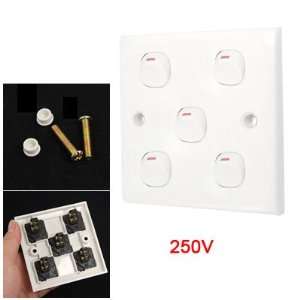  Amico Wall Mount 10A 250V Button 5 Gang On/Off Panel 