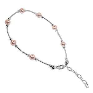  Sterling Silver Imitation Pearl Anklet 9 to 10 inch Anklet 