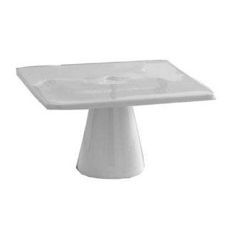  Tag Whiteware Porcelain Ceramic Square Pedestal Cake Plate 