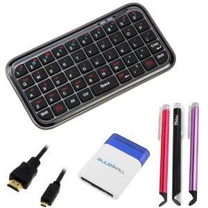 GTMax Bluetooth Wireless Mini Keyboard + 3FT Micro HDMI Cable (Black 