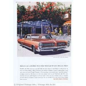  1964 Pontiac Bonneville red outside of eatery Vintage Ad 