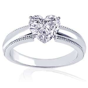  0.90 Ct Heart Shaped Solitaire Diamond Engagement Ring W 