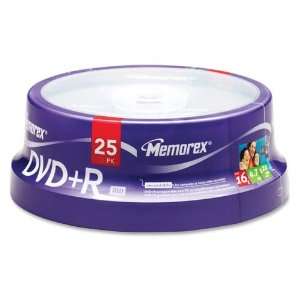   DVD+R, 4.7GB, 16X, 2 Hours of Video, 25/PK