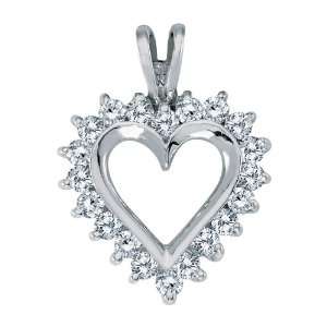   White Gold 0.50 Carat Diamond Heart Pendant with 18 Chain Jewelry