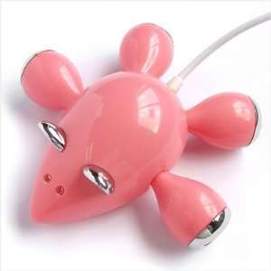  Pink Mouse 4 Port High Speed Mini USB Hub 