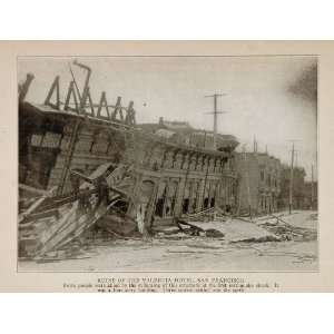 1906 San Francisco Earthquake Valencia Hotel Print   Original Halftone 