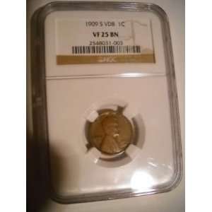  1909 S VDB Lincoln NGC VF 25 BN NO Problem coin NICE 