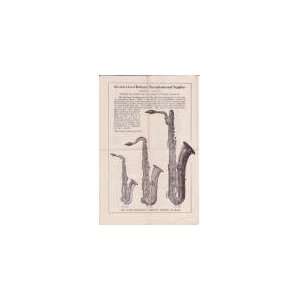  1920 Descriptive List of Bettoney Saxophones and Supplies 
