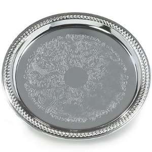  13 Round Gadroon Border Tray   Chrome Plated   Mirror 