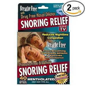 Breathe Free Snoring Relief Drug Free Nasal Dilator, Mentholated (Pack 