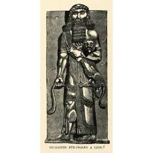  1903 Print Gilgamesh Lion Faucher Gudin Assyria Bas Relief 