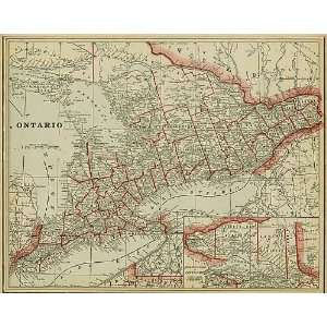  Cram 1885 Antique Map of Ontario