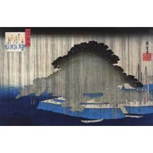   Art Utagawa Hiroshige Heavy rain on a pine tree