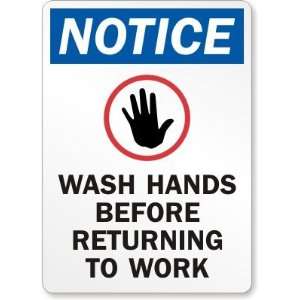  Notice Wash Hands Before Returning To Work (with graphic 