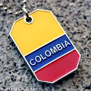  COLOMBIA FLAG BANDERA COLOMBIAN PRIDE PENDANT NAME DOG TAG 
