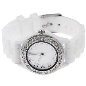   Womens Rhinestone accented White Small Face Silicone Watch Jewelry