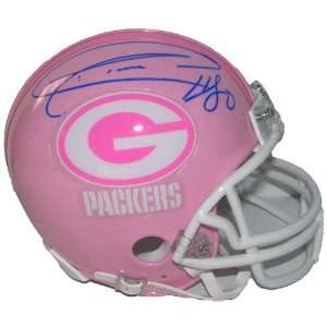  Autographed Donald Driver Mini Helmet   Pink   Autographed 