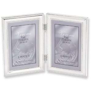  Silver plated Beaded Double 5x7 Photo Frame Jewelry