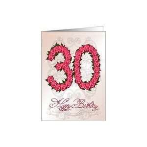 30th birthday card with roses and leaves Card
