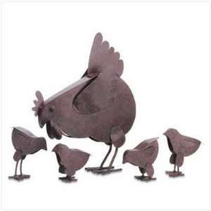   Piece Rusted Metal Hen Family   Style 31170 & FREE MINI TOOL BOX (fs