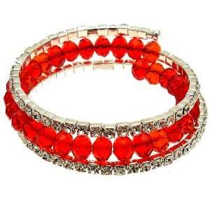 Acosta Jewellery   Clear Diamante & Red Crystal Bead   Wrap Around 