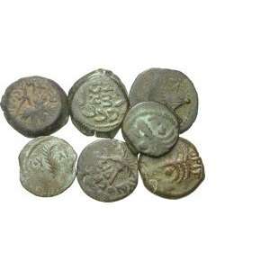  7 Ancient Judean Coins, Agrippa I, First Jewish Revolt and 