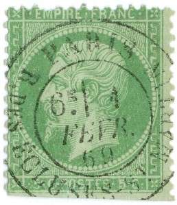   NAPOLEON 5 Cent STAMP~Paris 1869 POSTMARK~Used~French Empire  