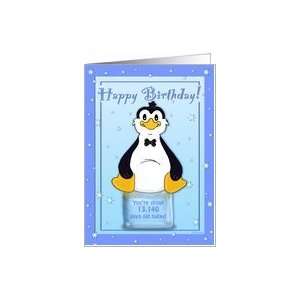  36th Birthday   Penguin on Ice Cool Birthday Facts Card 
