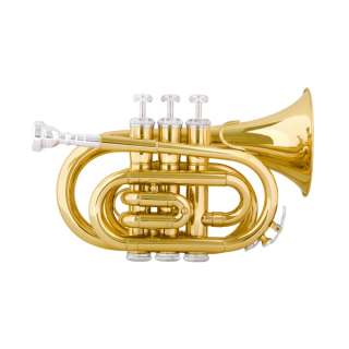 Cecilio PT 280 Gold Lacquered Bb Pocket Trumpet +Tuner  