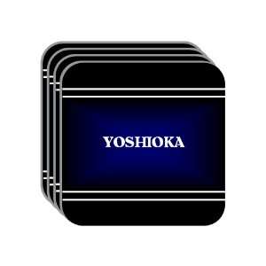Personal Name Gift   YOSHIOKA Set of 4 Mini Mousepad Coasters (black 