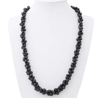 64 7mm 8mm Freshwater Black Pearls Endless Necklace  