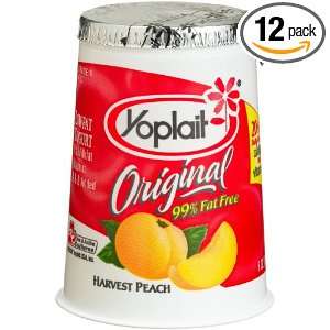 Yoplait Yogurt Peach Original, 6 Ounce Cups (Pack of 12)  