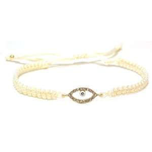   Glance Designs White Macrame Evil Eye Yoga Style Bracelet Jewelry