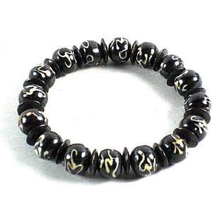  OM YOGA BRACELET ~ Sacred Om Symbol on Yak Bone Beads 