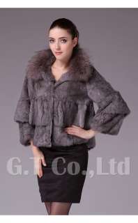 0478 Rabbit Fur Raccoon Fur Elegant Coat Jacket overcoat parka apparel 