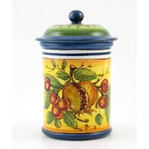  Hand Painted Italian Ceramic 8.7 inch Canister Campagna 