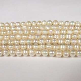 8mm Round White Freshwater Pearl Beads Strand 15  