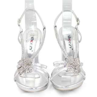   dress silver rhinestones buckle strappy platform heels shoes  