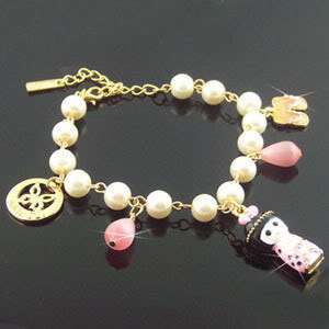 Exquisite Violet Japen Doll bead bracelet & Earring Set  