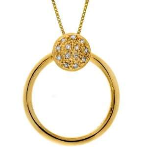 Yellow Gold Plated Sterling Silver Diamond Circle Two in One Pendant 