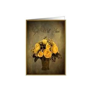  Get Well Soon Yellow Roses Vase Card Health & Personal 