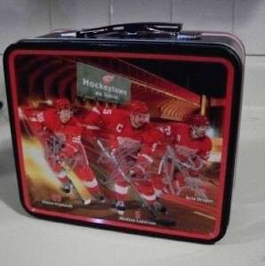 Detroit Red Wings Hockey NHL Metal Lunch Box Autograph  