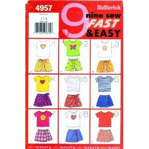  Butterick 4957 Sewing Pattern Toddler Girls T Shirt Skort 