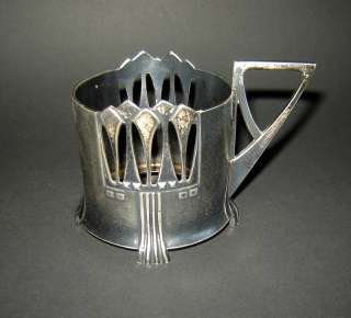 ANTIQUE WMF TEA CUP HOLDER ART DECO Britannia metal  