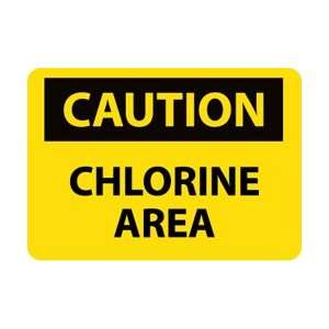 C371PB   Caution, Chlorine Area, 10 X 14, Pressure Sensitive Vinyl