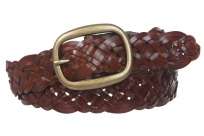 37 mm) Womens Oval Braided Woven Leather Belt  