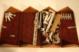 19th Century Wood Box w Sewing Machine Parts  